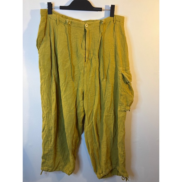 Urban Outfitters Pants - Urban Outfitters Green Cotton Gauze Wide leg Utility Pants XL